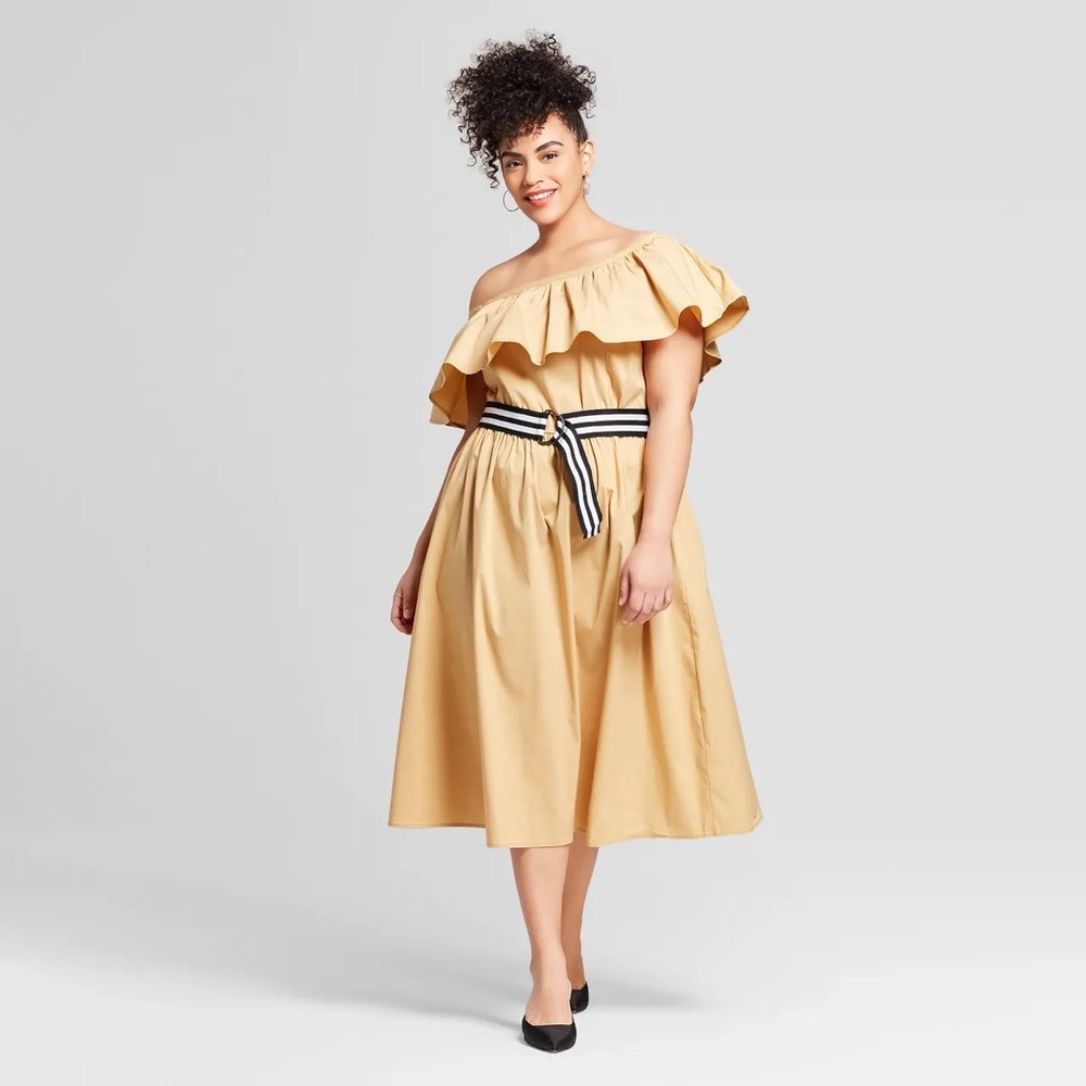 Who What Wear Ruffle Off Shoulder Midi Dress, Size XXL